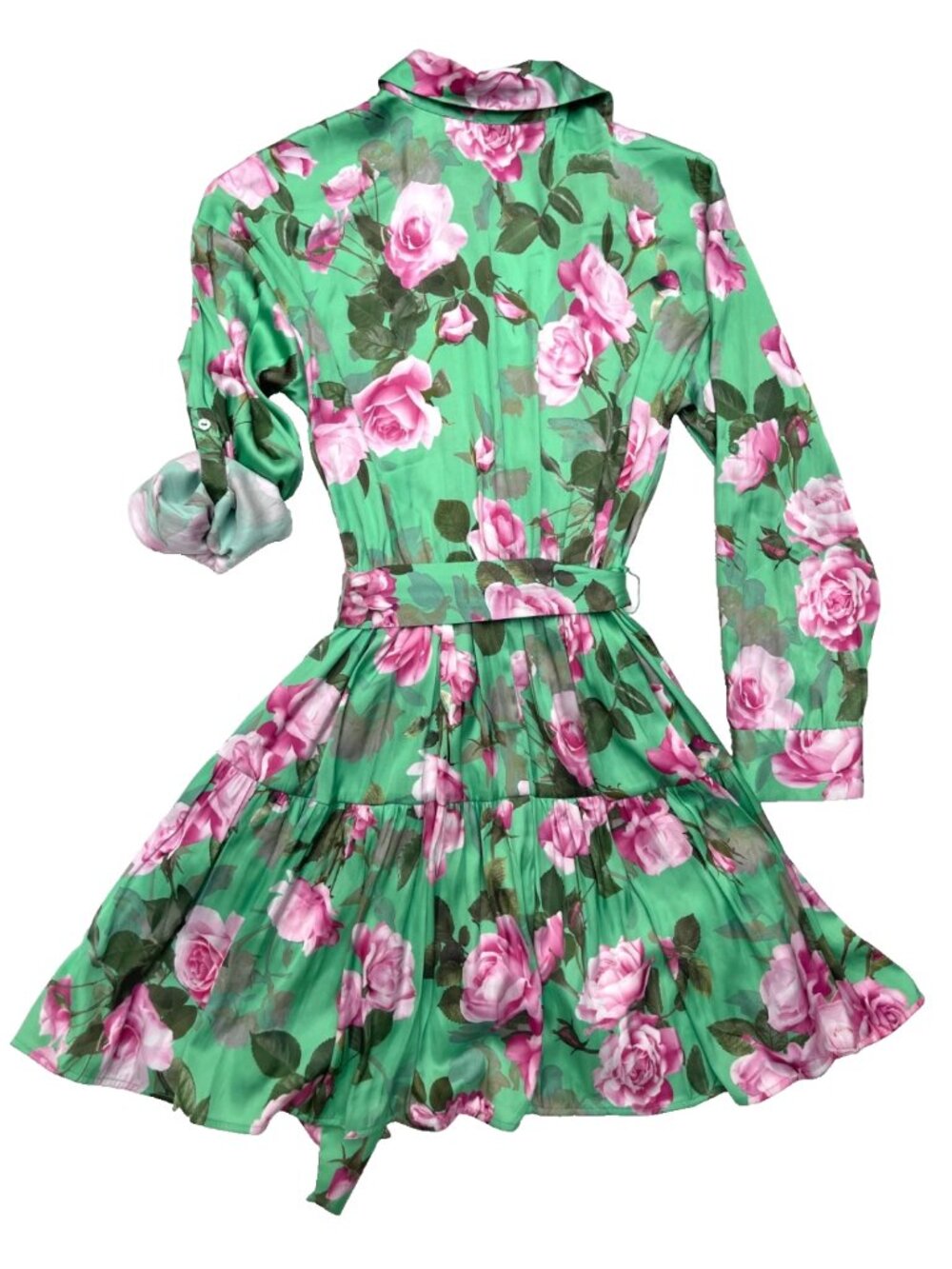 NWT L'Agence Virlen Satin Shirt belted Dress w/pockets S $495 - Picture 11 of 14